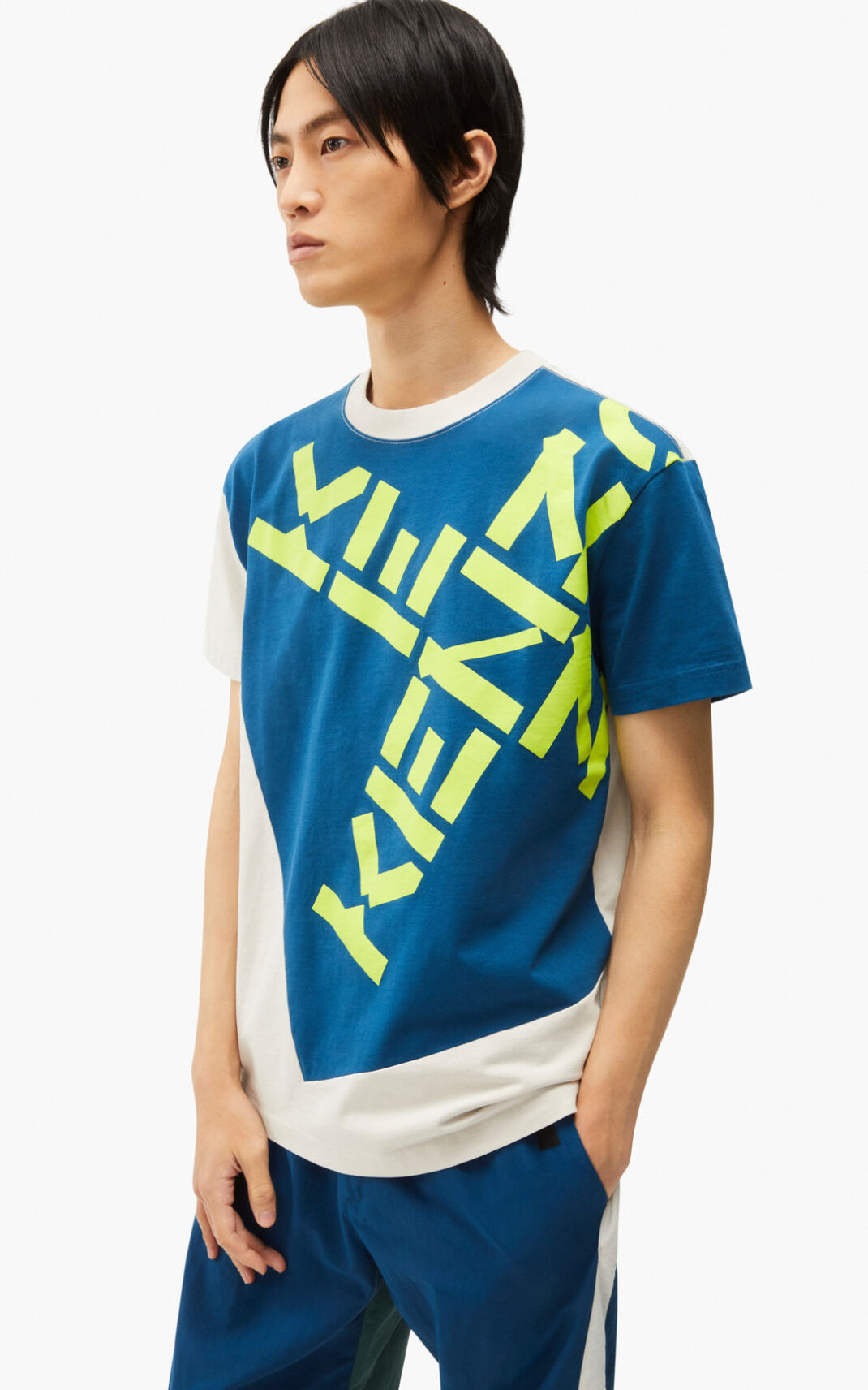 Camiseta Kenzo Sport Big X Masculino - Azuis Escuro | 742RUJTLP